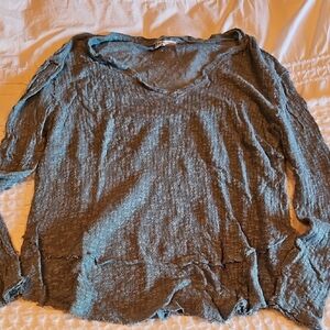 We The Free Distressed Long Sleeve Top - Light Blue